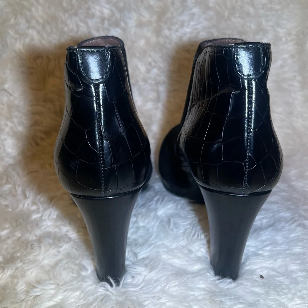 Black Textured Ankle Boots